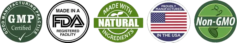 FDA Registered, GMP Certified, Non-GMO, Made in USA, 100% Natural, 60-Day Guarantee